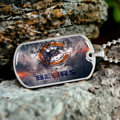 American Football - AFD057 - Chicago Bears - NFL Football Team - American Football Dog Tag - Military Ball Chain - Luxury Dog Tag