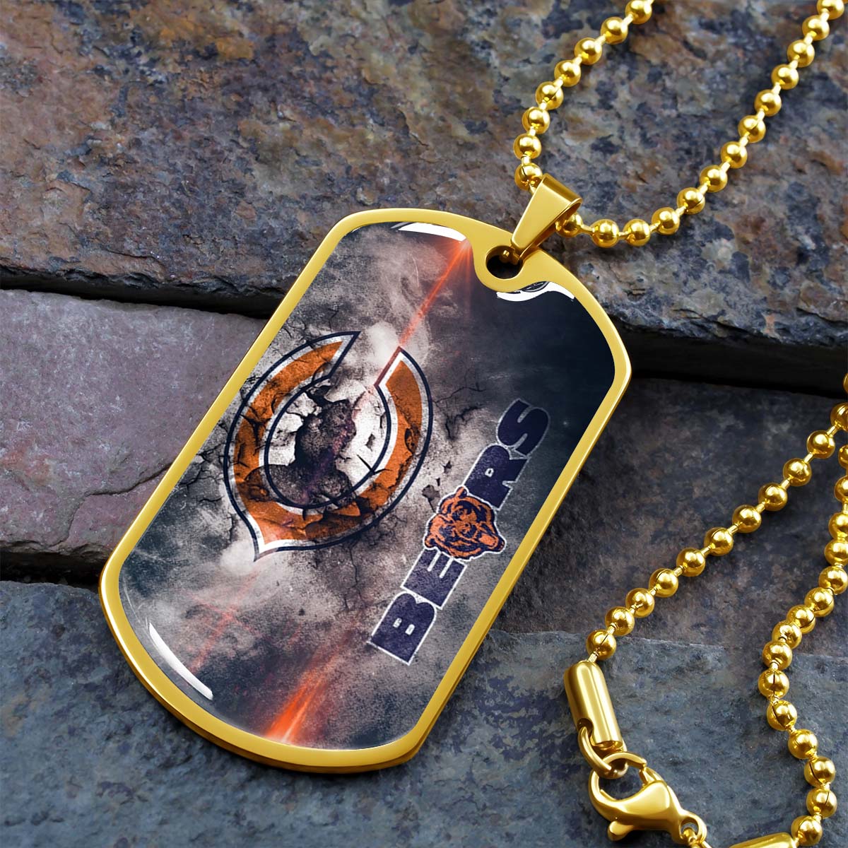 American Football - AFD057 - Chicago Bears - NFL Football Team - American Football Dog Tag - Military Ball Chain - Luxury Dog Tag