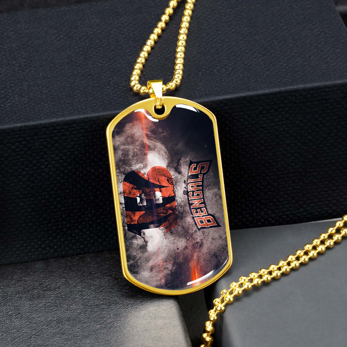 American Football - AFD058 - Cincinnati Bengals - NFL Football Team - American Football Dog Tag - Military Ball Chain - Luxury Dog Tag