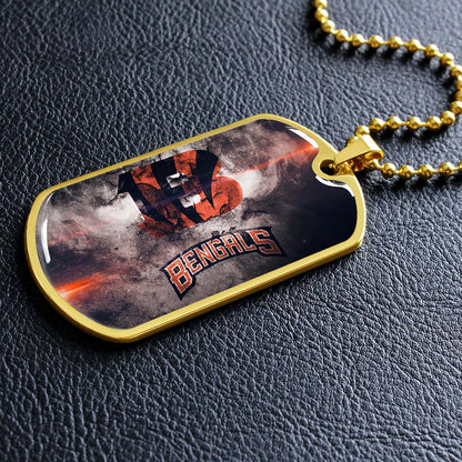 American Football - AFD058 - Cincinnati Bengals - NFL Football Team - American Football Dog Tag - Military Ball Chain - Luxury Dog Tag