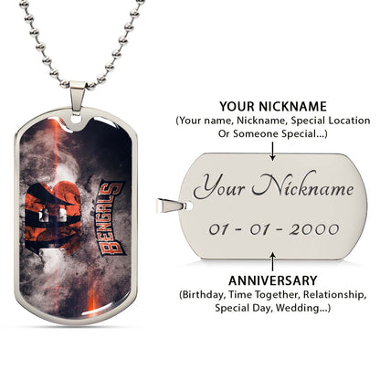 American Football - AFD058 - Cincinnati Bengals - NFL Football Team - American Football Dog Tag - Military Ball Chain - Luxury Dog Tag