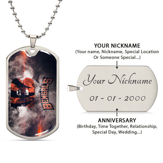 American Football - AFD058 - Cincinnati Bengals - NFL Football Team - American Football Dog Tag - Military Ball Chain - Luxury Dog Tag