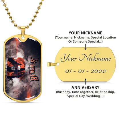 American Football - AFD058 - Cincinnati Bengals - NFL Football Team - American Football Dog Tag - Military Ball Chain - Luxury Dog Tag