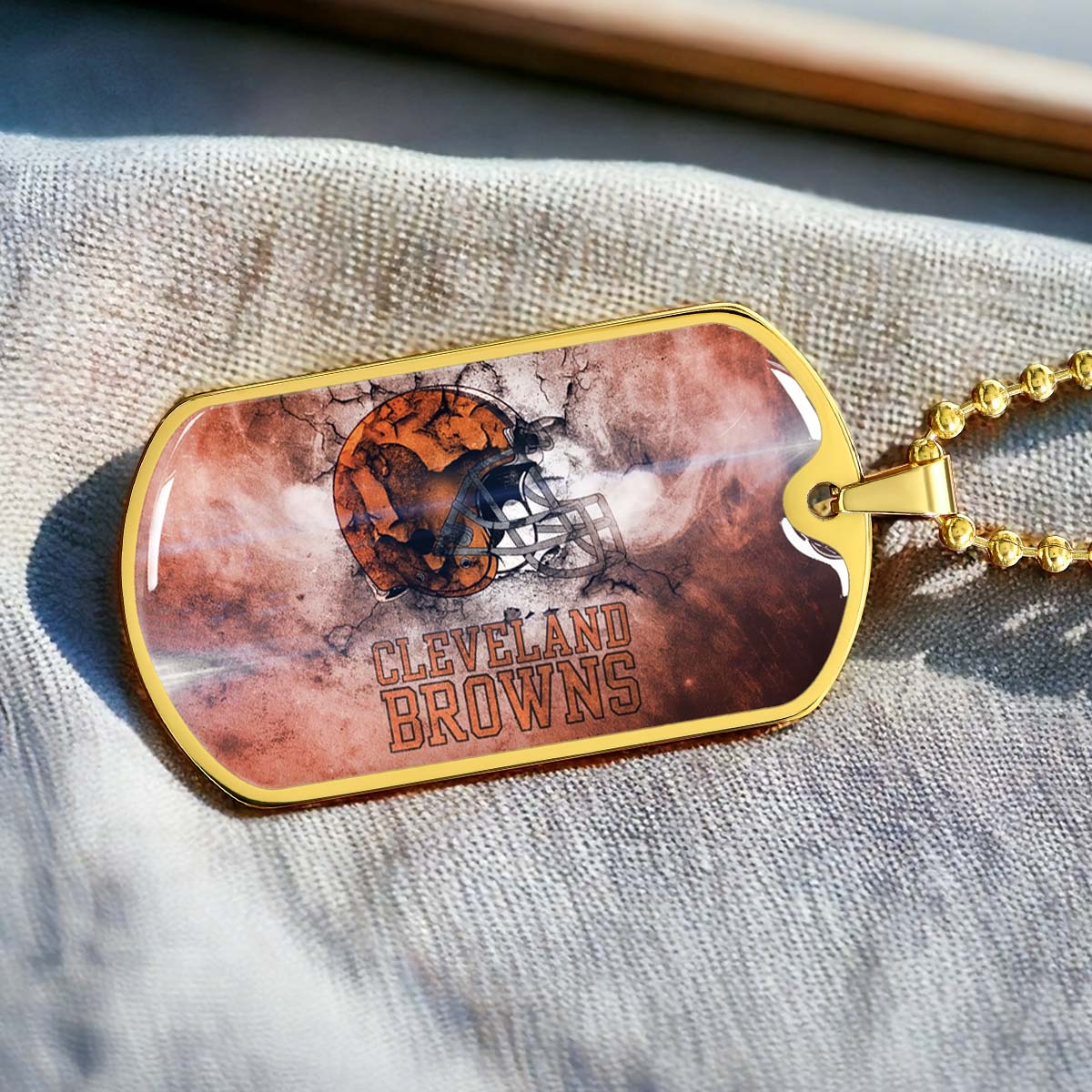 American Football - AFD059 - Cleveland Browns - NFL Football Team - American Football Dog Tag - Military Ball Chain - Luxury Dog Tag