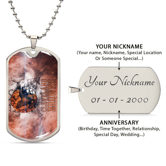 American Football - AFD059 - Cleveland Browns - NFL Football Team - American Football Dog Tag - Military Ball Chain - Luxury Dog Tag
