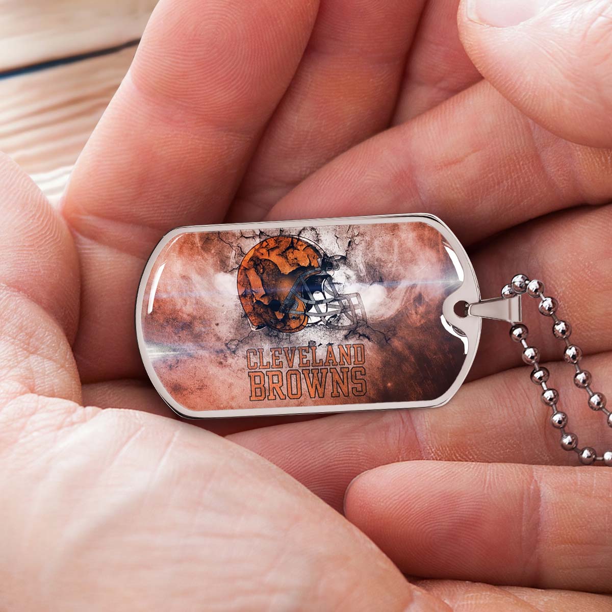 American Football - AFD059 - Cleveland Browns - NFL Football Team - American Football Dog Tag - Military Ball Chain - Luxury Dog Tag