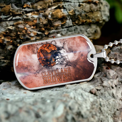 American Football - AFD059 - Cleveland Browns - NFL Football Team - American Football Dog Tag - Military Ball Chain - Luxury Dog Tag