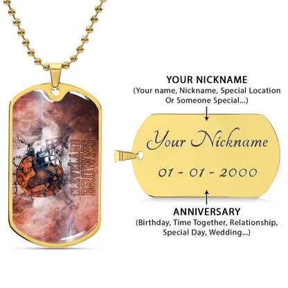 American Football - AFD059 - Cleveland Browns - NFL Football Team - American Football Dog Tag - Military Ball Chain - Luxury Dog Tag