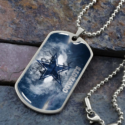American Football - AFD060 - Dallas Cowboys - NFL Football Team - American Football Dog Tag - Military Ball Chain - Luxury Dog Tag