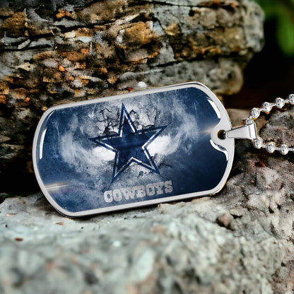 American Football - AFD060 - Dallas Cowboys - NFL Football Team - American Football Dog Tag - Military Ball Chain - Luxury Dog Tag