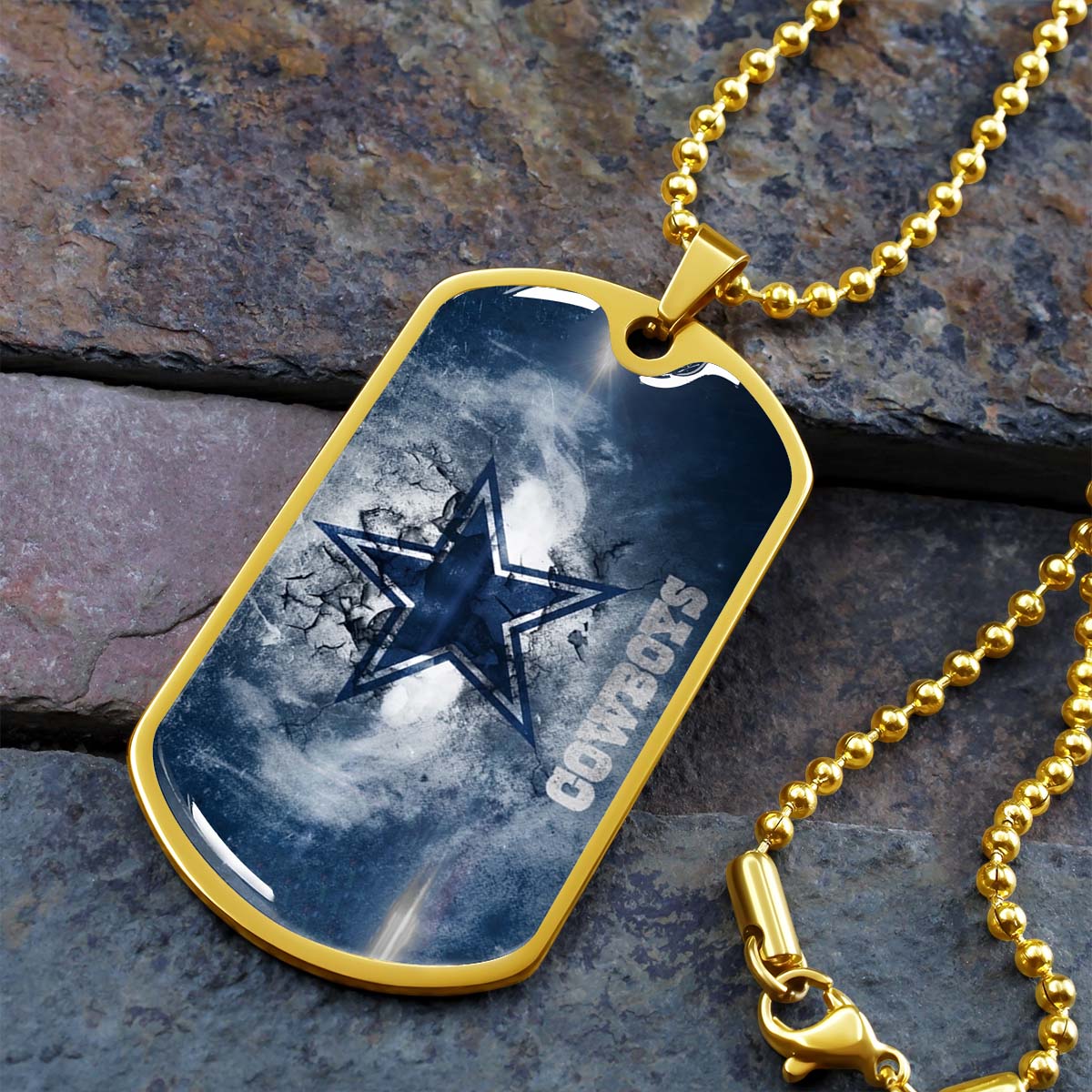American Football - AFD060 - Dallas Cowboys - NFL Football Team - American Football Dog Tag - Military Ball Chain - Luxury Dog Tag