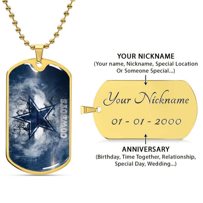 American Football - AFD060 - Dallas Cowboys - NFL Football Team - American Football Dog Tag - Military Ball Chain - Luxury Dog Tag