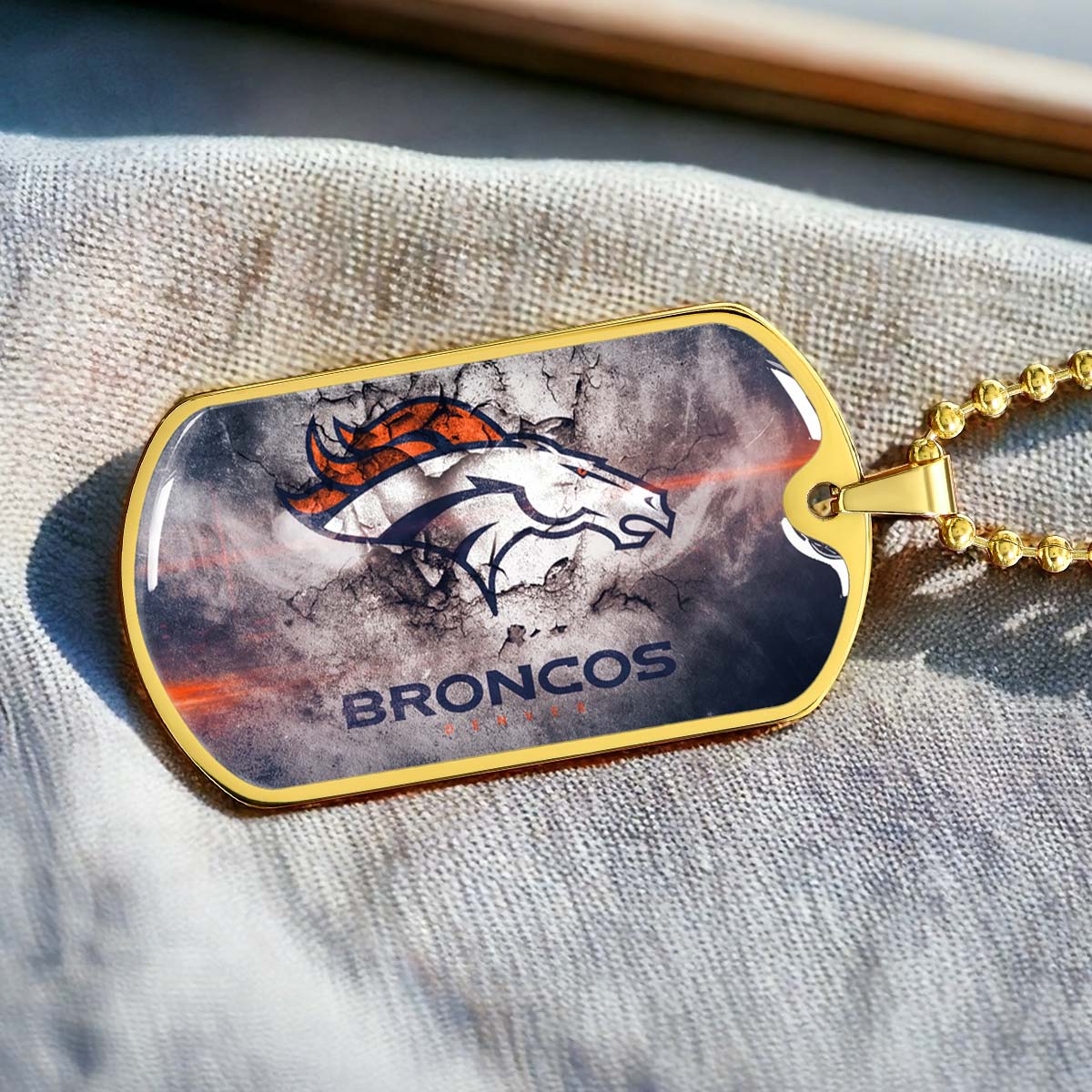 American Football - AFD061 - Denver Broncos - NFL Football Team - American Football Dog Tag - Military Ball Chain - Luxury Dog Tag