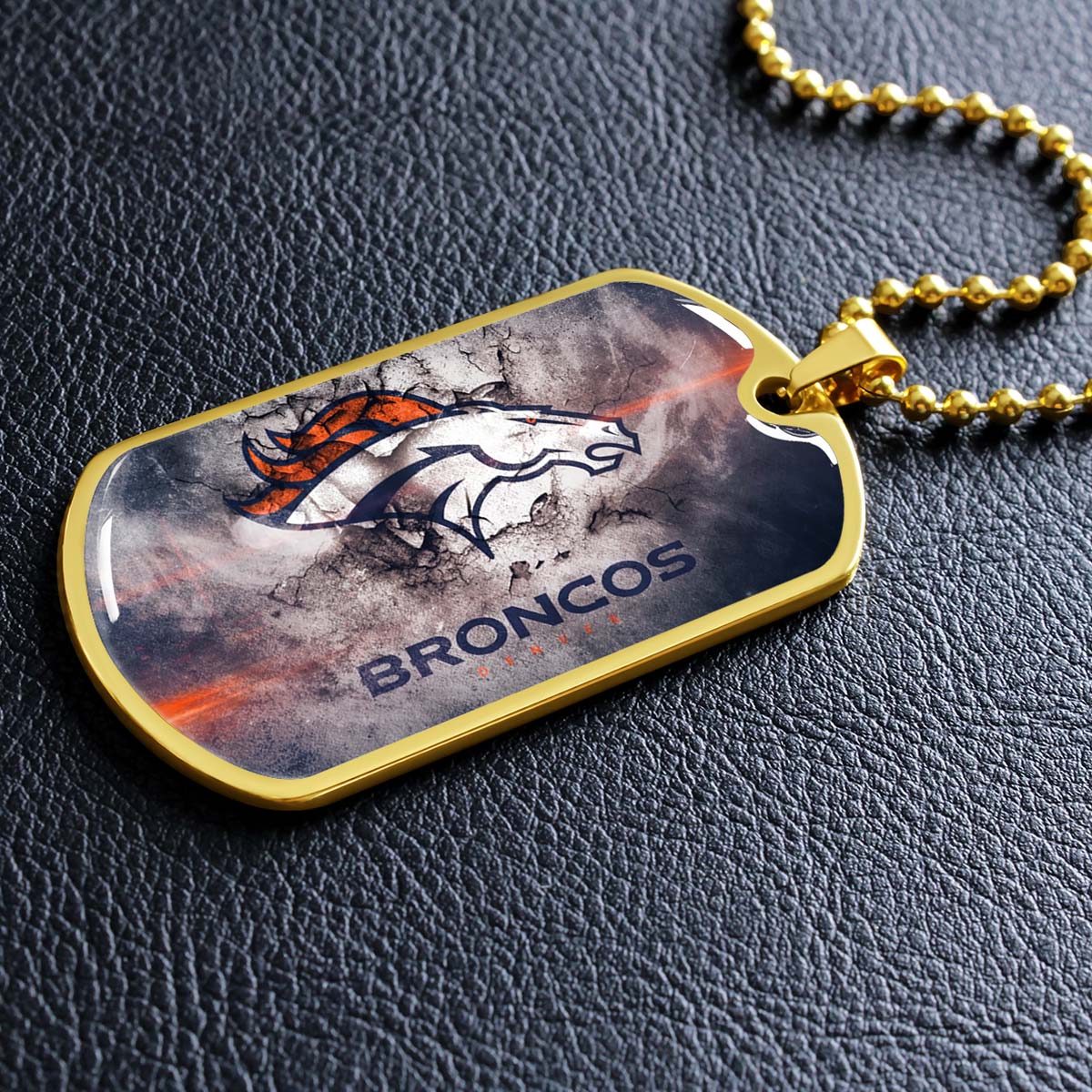 American Football - AFD061 - Denver Broncos - NFL Football Team - American Football Dog Tag - Military Ball Chain - Luxury Dog Tag