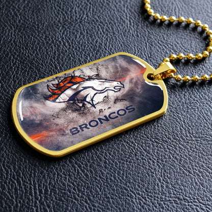American Football - AFD061 - Denver Broncos - NFL Football Team - American Football Dog Tag - Military Ball Chain - Luxury Dog Tag