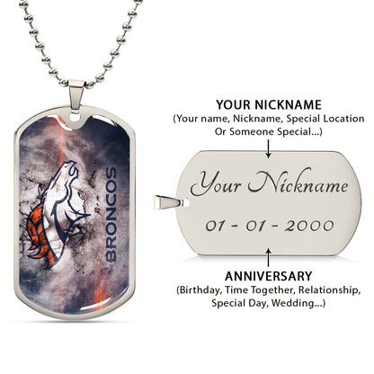 American Football - AFD061 - Denver Broncos - NFL Football Team - American Football Dog Tag - Military Ball Chain - Luxury Dog Tag