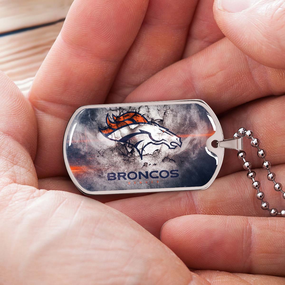 American Football - AFD061 - Denver Broncos - NFL Football Team - American Football Dog Tag - Military Ball Chain - Luxury Dog Tag