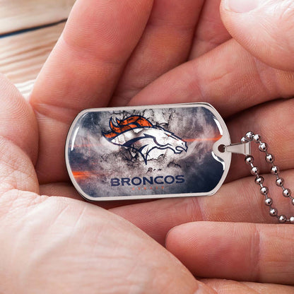 American Football - AFD061 - Denver Broncos - NFL Football Team - American Football Dog Tag - Military Ball Chain - Luxury Dog Tag