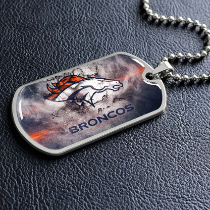American Football - AFD061 - Denver Broncos - NFL Football Team - American Football Dog Tag - Military Ball Chain - Luxury Dog Tag