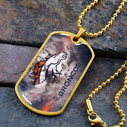American Football - AFD061 - Denver Broncos - NFL Football Team - American Football Dog Tag - Military Ball Chain - Luxury Dog Tag
