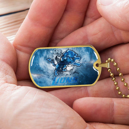 American Football - AFD062 - Detroit Lions - NFL Football Team - American Football Dog Tag - Military Ball Chain - Luxury Dog Tag