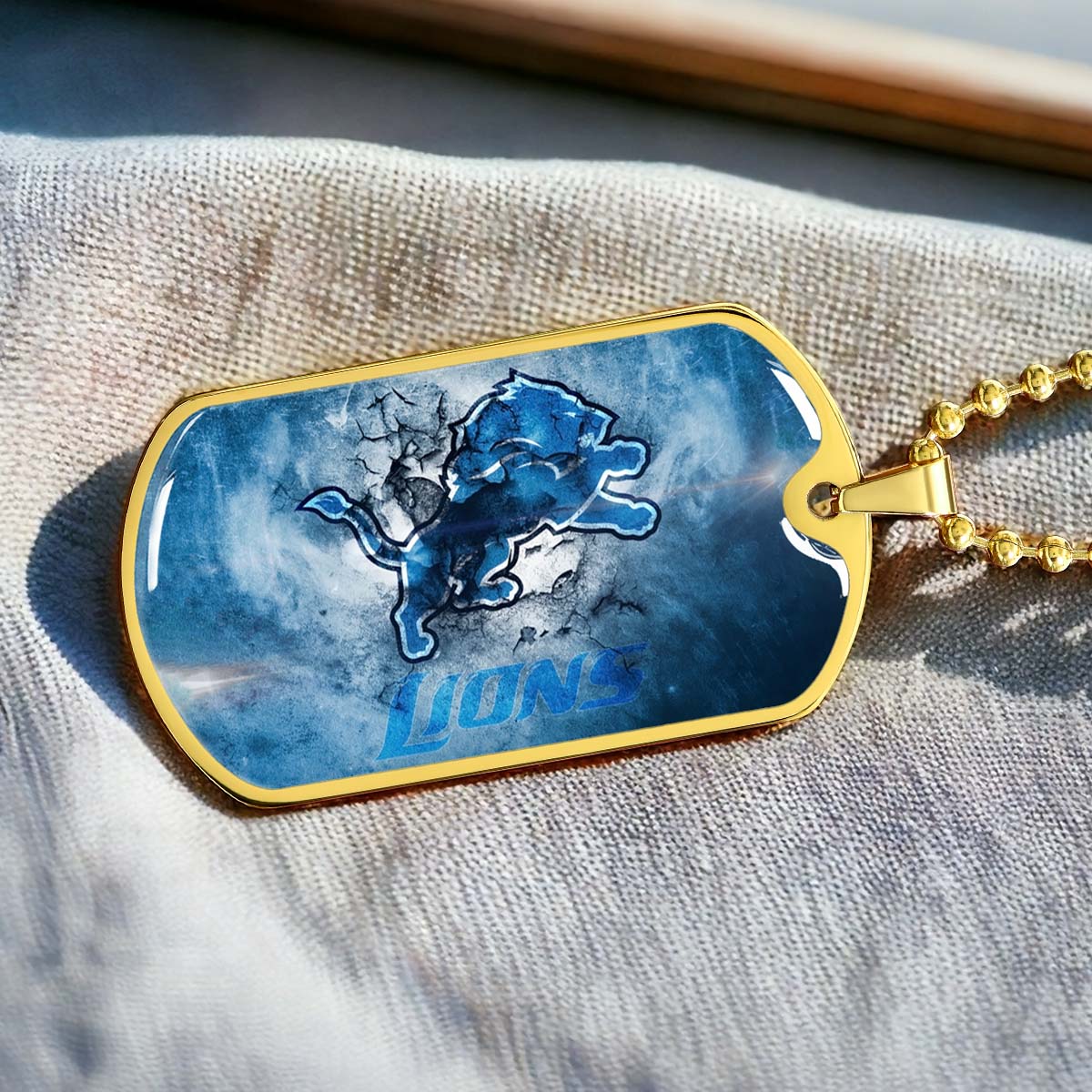 American Football - AFD062 - Detroit Lions - NFL Football Team - American Football Dog Tag - Military Ball Chain - Luxury Dog Tag