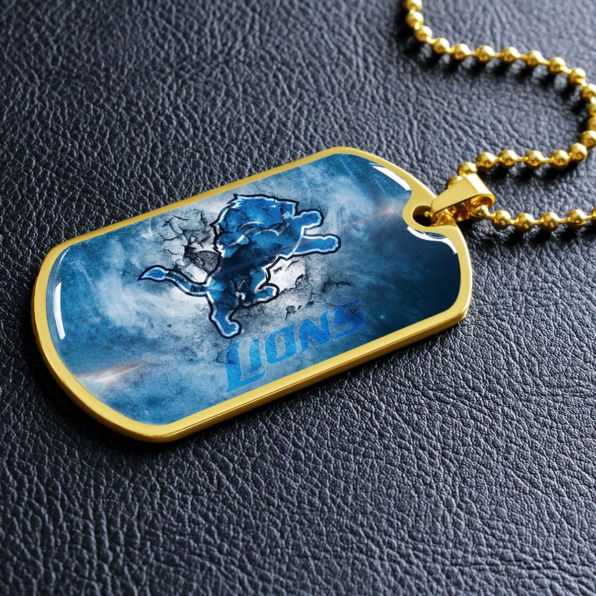 American Football - AFD062 - Detroit Lions - NFL Football Team - American Football Dog Tag - Military Ball Chain - Luxury Dog Tag