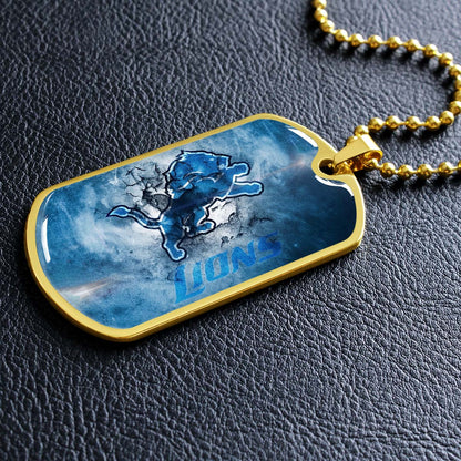 American Football - AFD062 - Detroit Lions - NFL Football Team - American Football Dog Tag - Military Ball Chain - Luxury Dog Tag