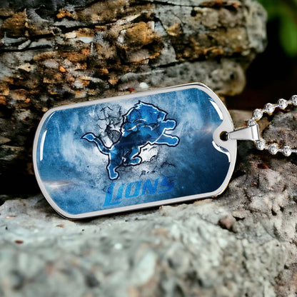 American Football - AFD062 - Detroit Lions - NFL Football Team - American Football Dog Tag - Military Ball Chain - Luxury Dog Tag
