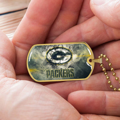 American Football - AFD063 - Green Bay Packers - NFL Football Team - American Football Dog Tag - Military Ball Chain - Luxury Dog Tag