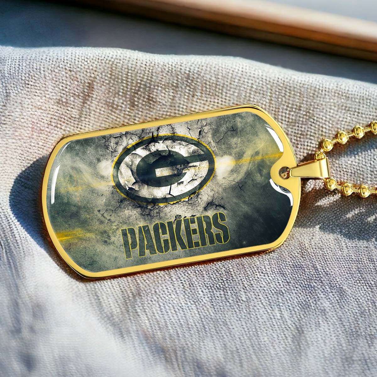 American Football - AFD063 - Green Bay Packers - NFL Football Team - American Football Dog Tag - Military Ball Chain - Luxury Dog Tag