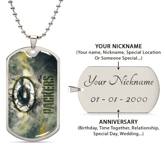 American Football - AFD063 - Green Bay Packers - NFL Football Team - American Football Dog Tag - Military Ball Chain - Luxury Dog Tag