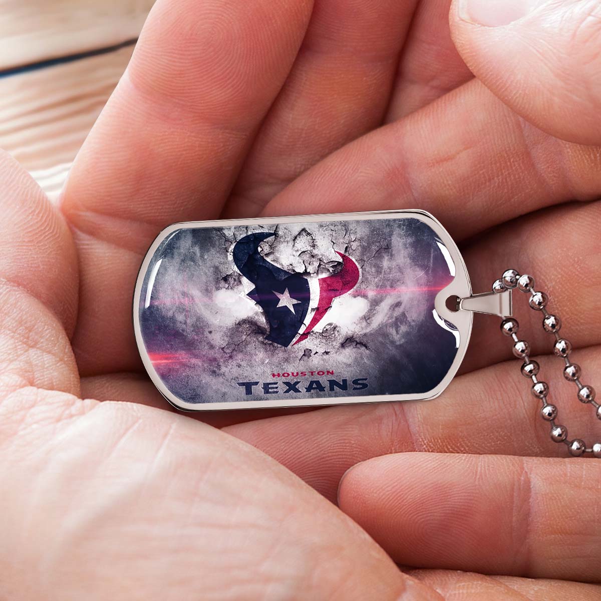 American Football - AFD064 - Houston Texans - NFL Football Team - American Football Dog Tag - Military Ball Chain - Luxury Dog Tag
