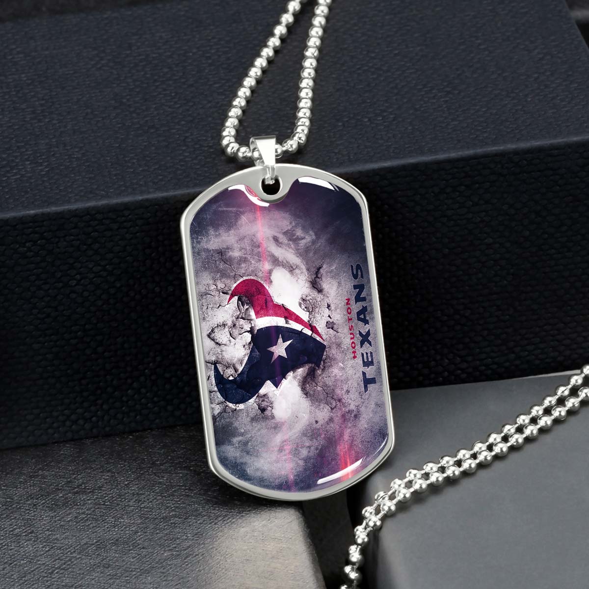 American Football - AFD064 - Houston Texans - NFL Football Team - American Football Dog Tag - Military Ball Chain - Luxury Dog Tag