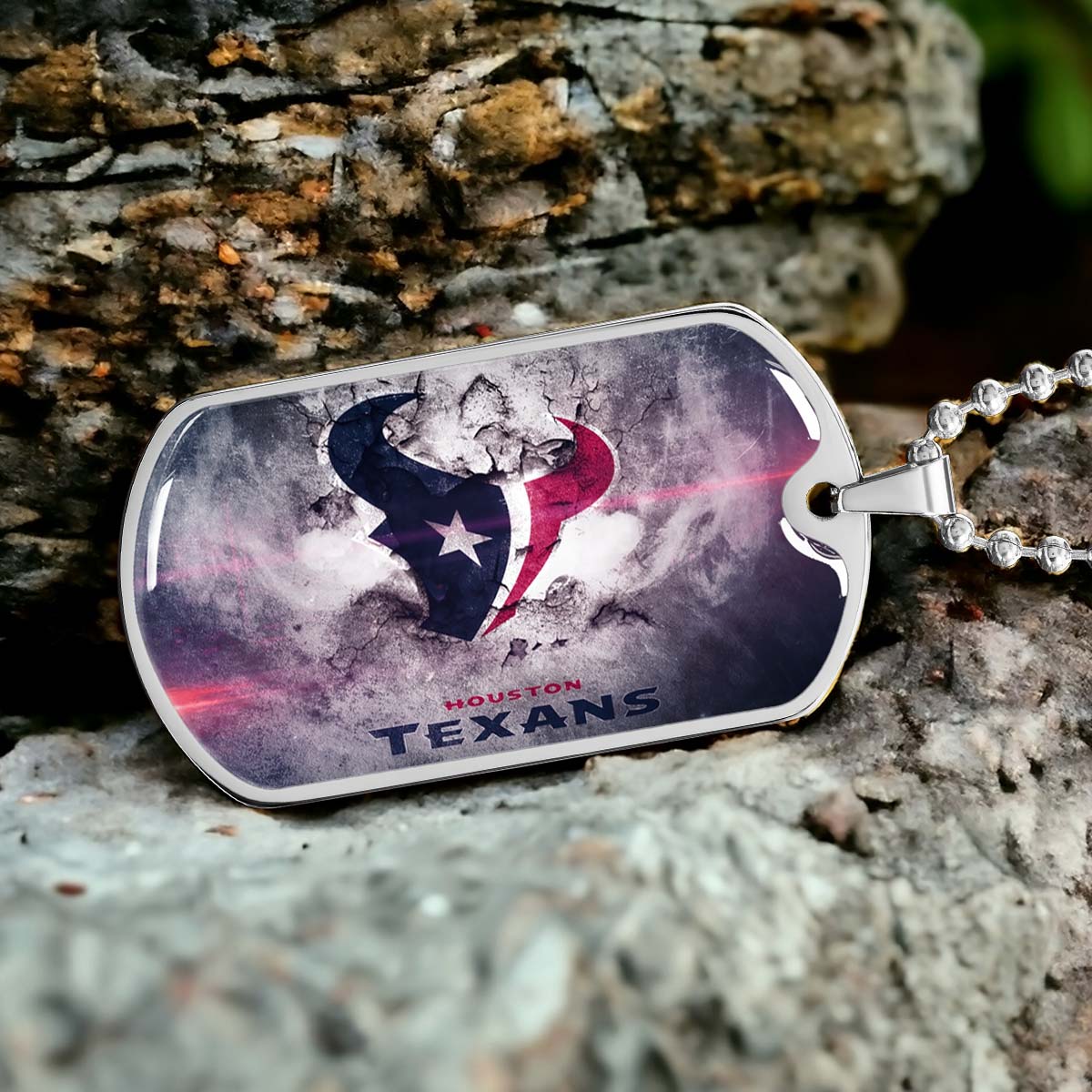 American Football - AFD064 - Houston Texans - NFL Football Team - American Football Dog Tag - Military Ball Chain - Luxury Dog Tag