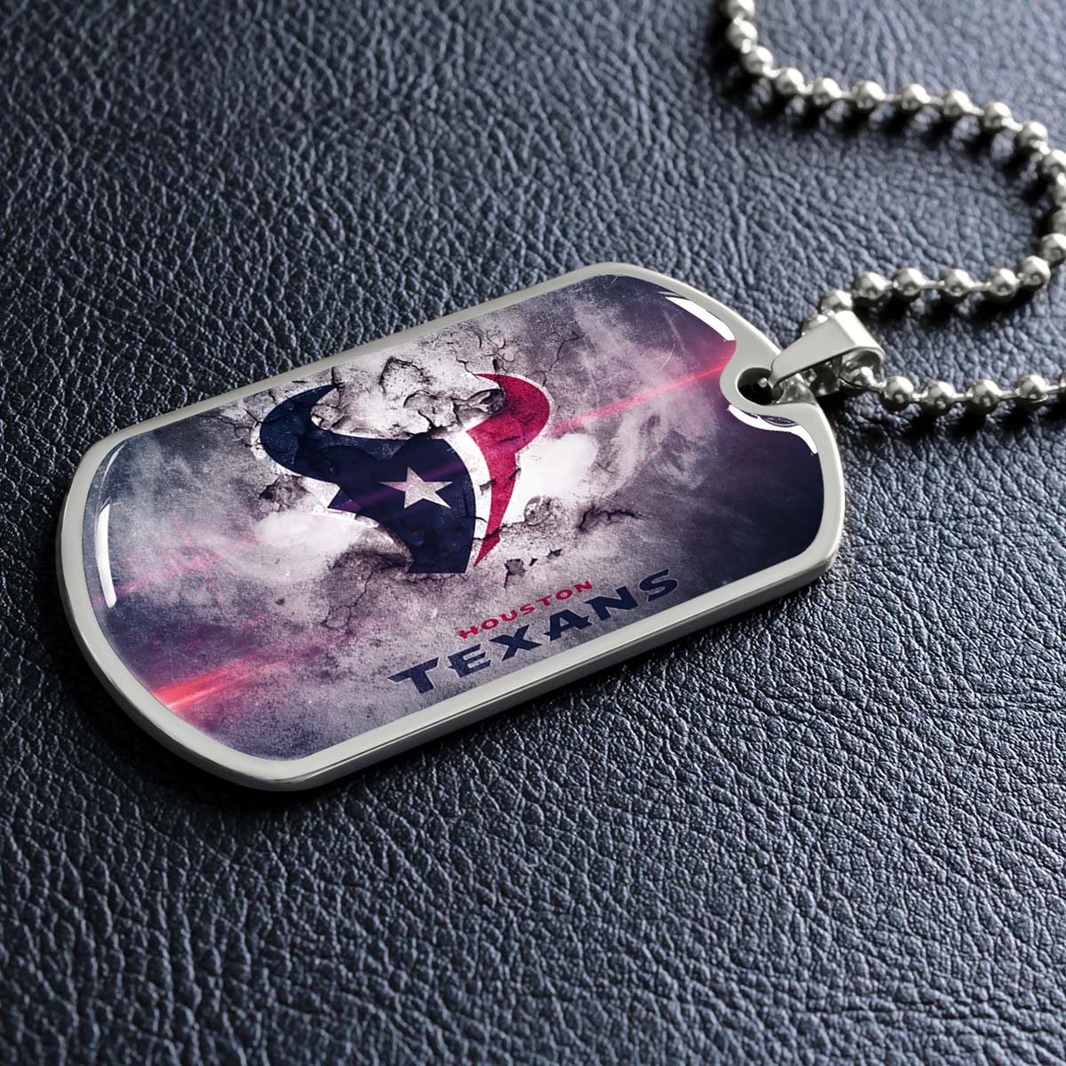 American Football - AFD064 - Houston Texans - NFL Football Team - American Football Dog Tag - Military Ball Chain - Luxury Dog Tag