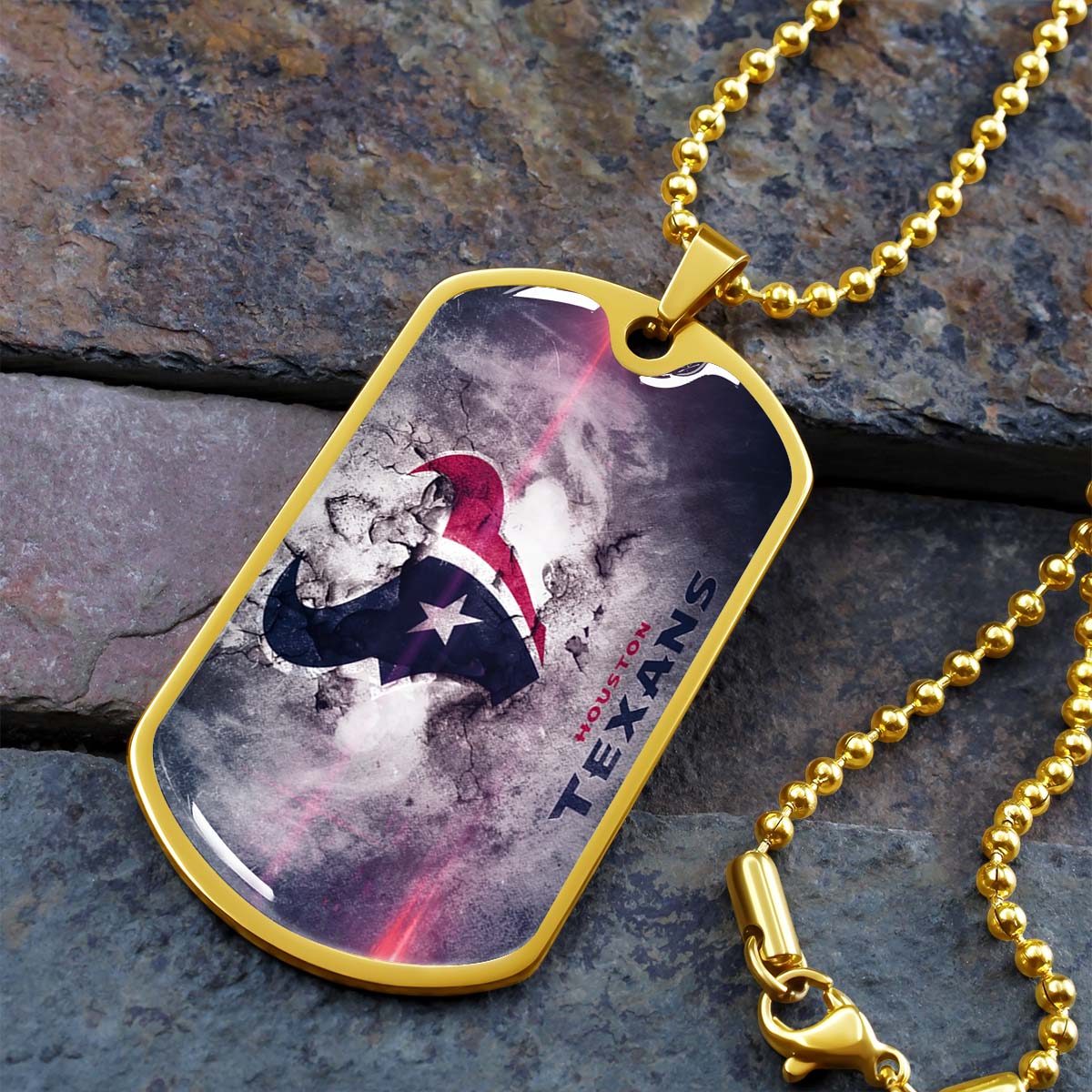 American Football - AFD064 - Houston Texans - NFL Football Team - American Football Dog Tag - Military Ball Chain - Luxury Dog Tag