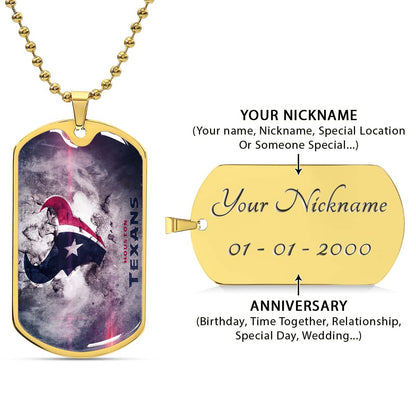 American Football - AFD064 - Houston Texans - NFL Football Team - American Football Dog Tag - Military Ball Chain - Luxury Dog Tag
