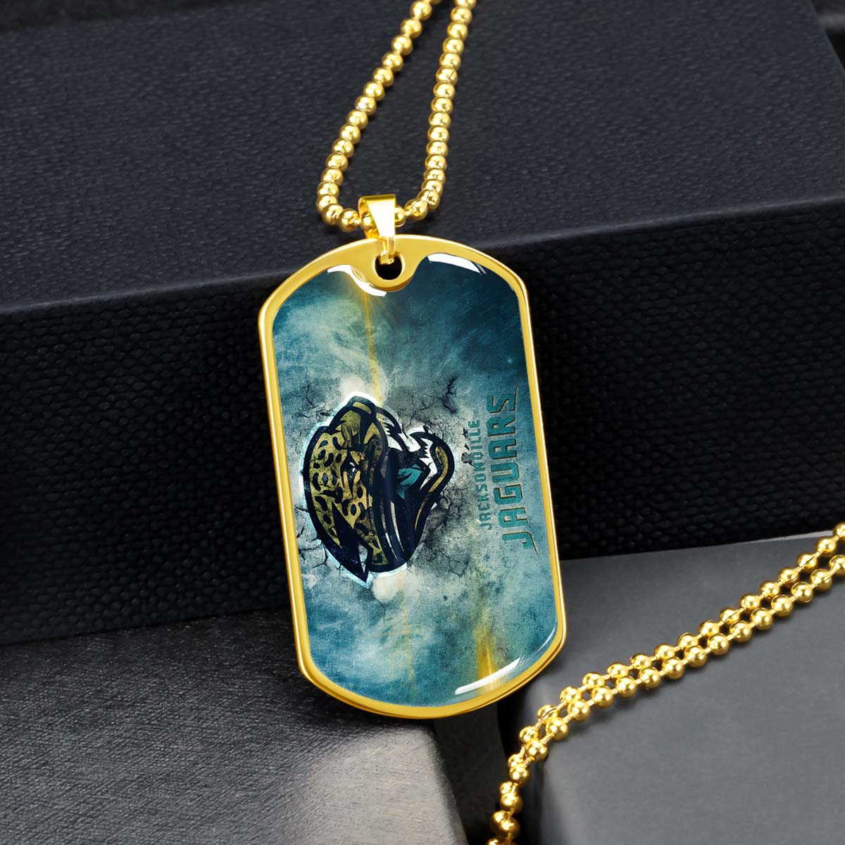 American Football - AFD066 - Jacksonville Jaguars - NFL Football Team - American Football Dog Tag - Military Ball Chain - Luxury Dog Tag