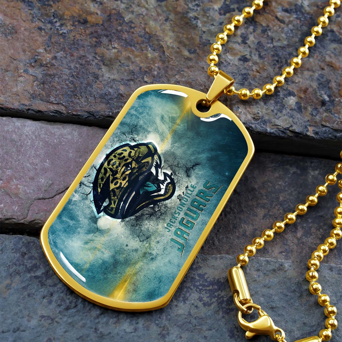 American Football - AFD066 - Jacksonville Jaguars - NFL Football Team - American Football Dog Tag - Military Ball Chain - Luxury Dog Tag