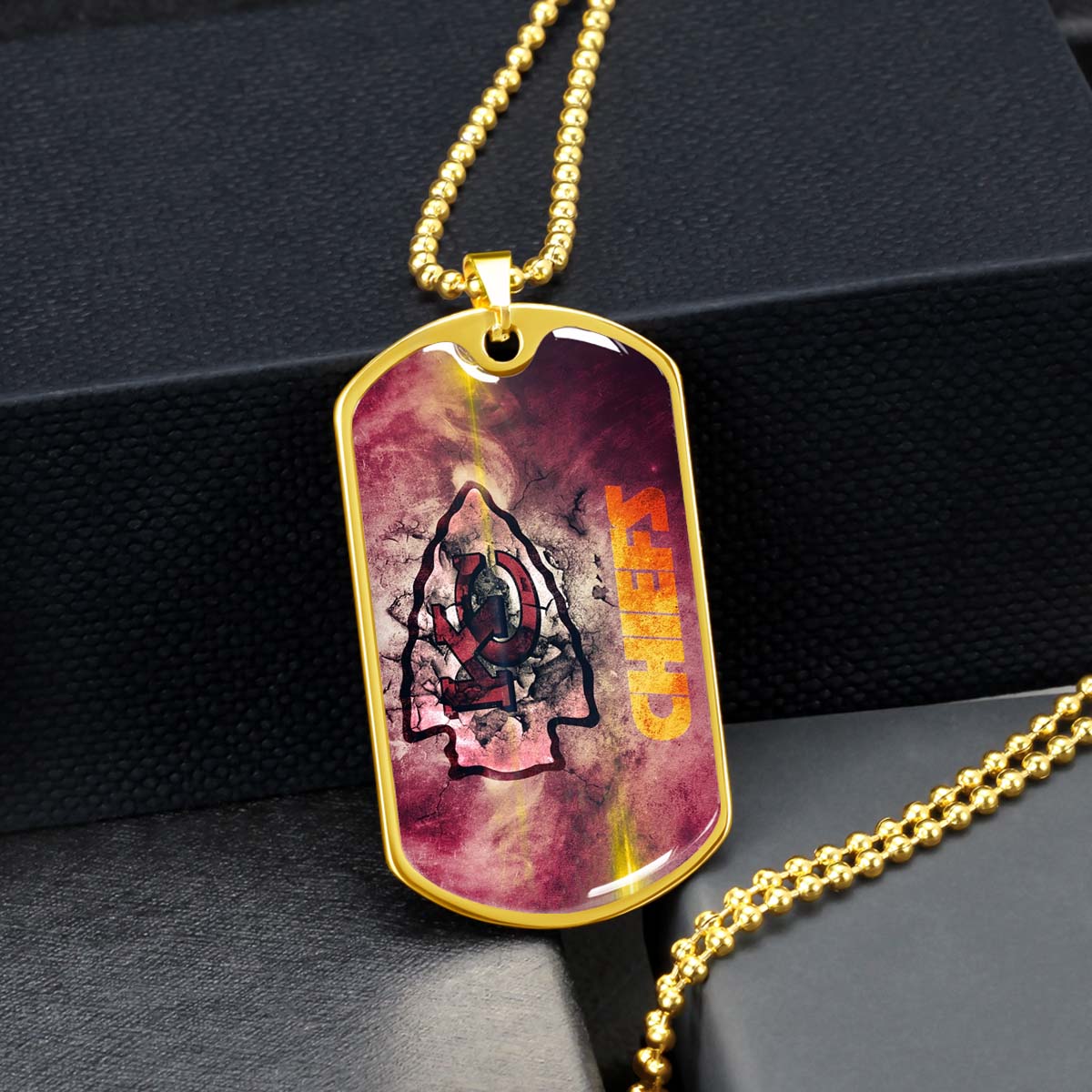 American Football - AFD067 - Kansas City Chiefs - NFL Football Team - American Football Dog Tag - Military Ball Chain - Luxury Dog Tag