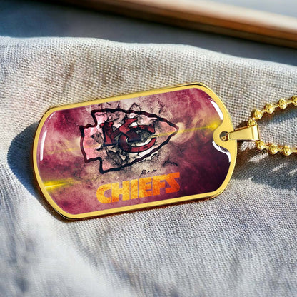 American Football - AFD067 - Kansas City Chiefs - NFL Football Team - American Football Dog Tag - Military Ball Chain - Luxury Dog Tag
