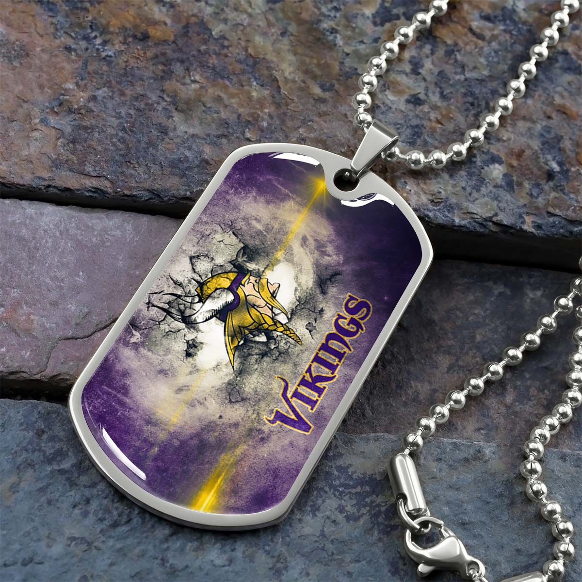 American Football - AFD069 - Minnesota Vikings - NFL Football Team - American Football Dog Tag - Military Ball Chain - Luxury Dog Tag