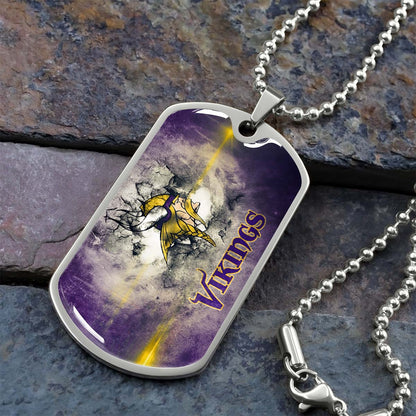 American Football - AFD069 - Minnesota Vikings - NFL Football Team - American Football Dog Tag - Military Ball Chain - Luxury Dog Tag