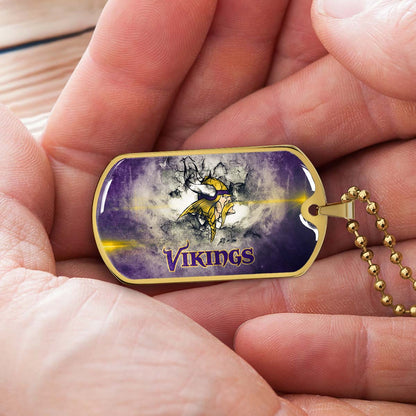 American Football - AFD069 - Minnesota Vikings - NFL Football Team - American Football Dog Tag - Military Ball Chain - Luxury Dog Tag