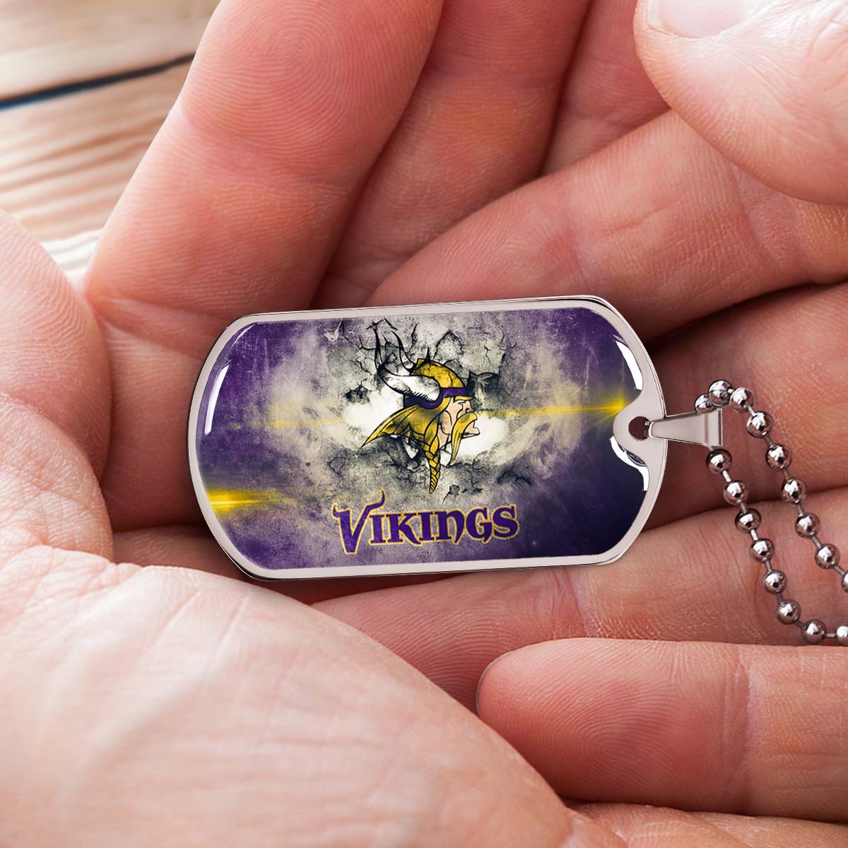 American Football - AFD069 - Minnesota Vikings - NFL Football Team - American Football Dog Tag - Military Ball Chain - Luxury Dog Tag