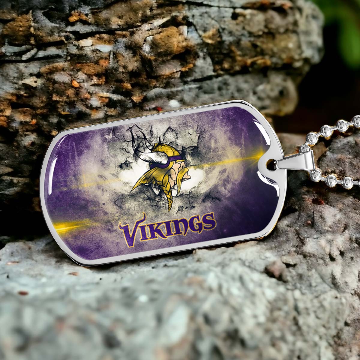 American Football - AFD069 - Minnesota Vikings - NFL Football Team - American Football Dog Tag - Military Ball Chain - Luxury Dog Tag