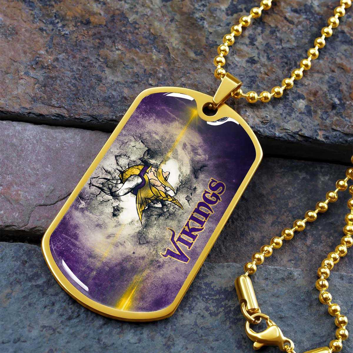 American Football - AFD069 - Minnesota Vikings - NFL Football Team - American Football Dog Tag - Military Ball Chain - Luxury Dog Tag