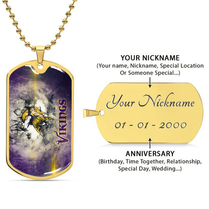 American Football - AFD069 - Minnesota Vikings - NFL Football Team - American Football Dog Tag - Military Ball Chain - Luxury Dog Tag