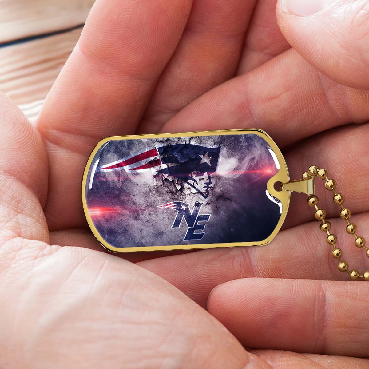 American Football - AFD070 - New England Patriots - NFL Football Team - American Football Dog Tag - Military Ball Chain - Luxury Dog Tag